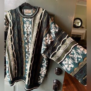 Vintage 90s Le Tigre green Coogi style sweater size XL